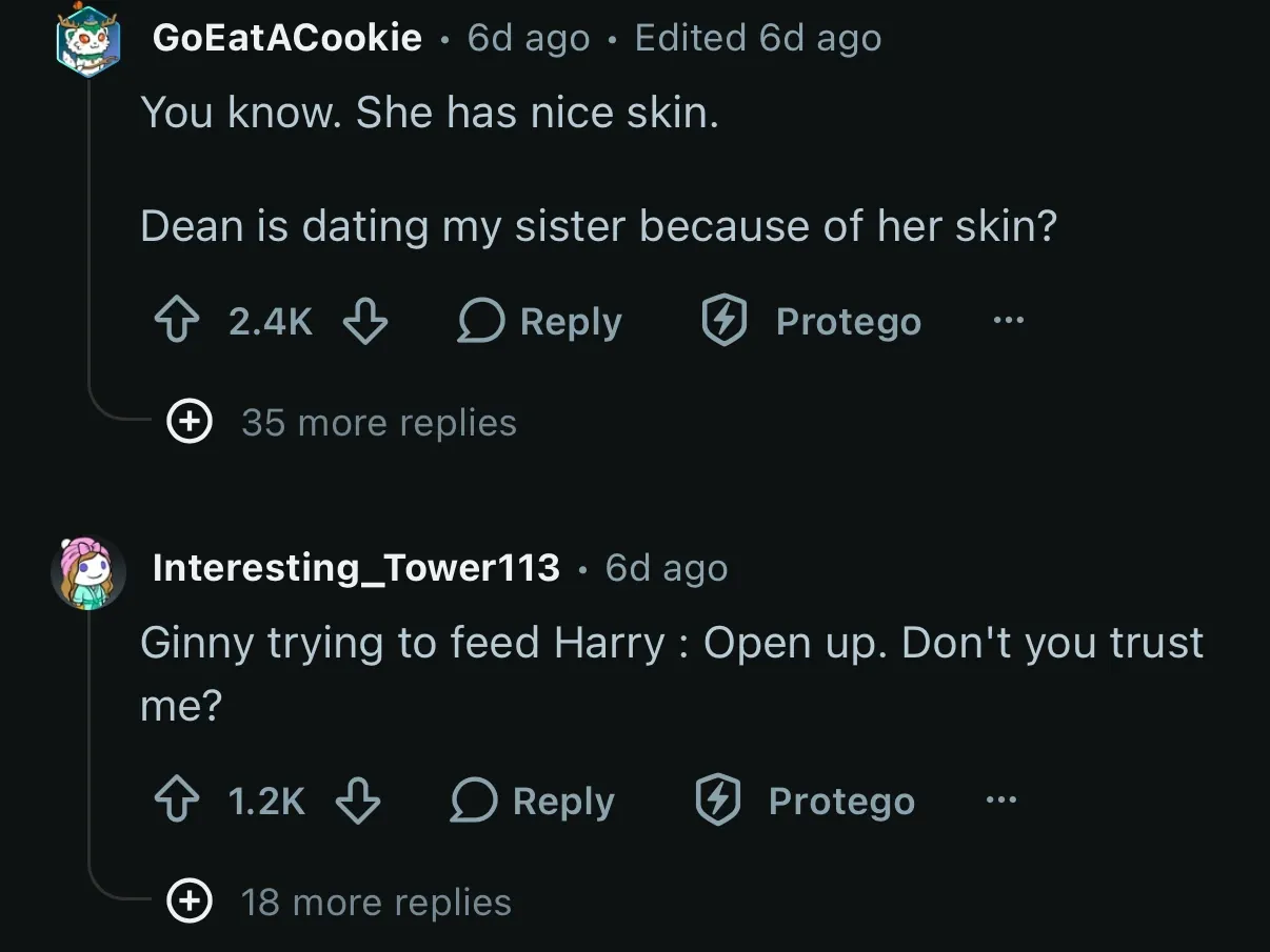 Two top-level Reddit comments with their reply chains collapsed to 35 more replies and 18 more replies.
