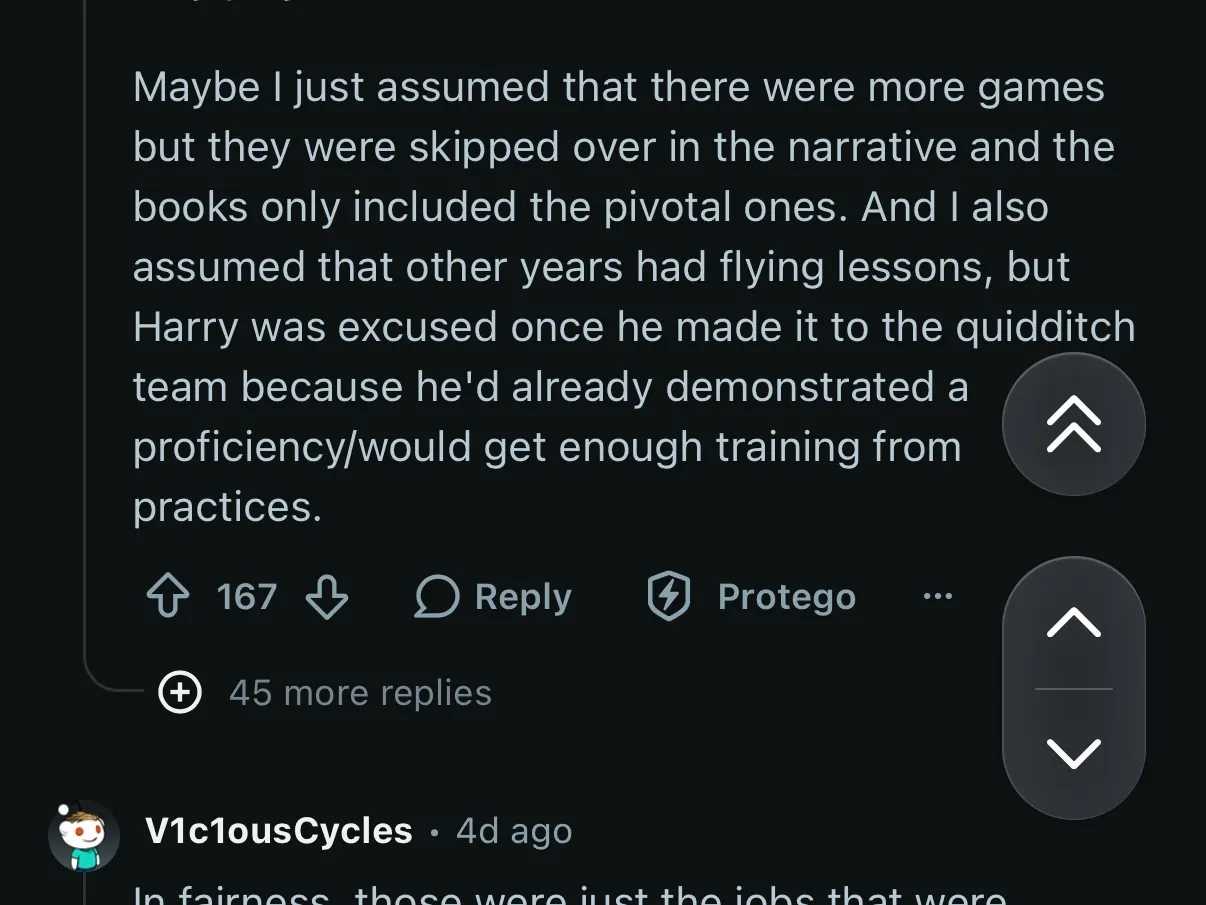 Protego’s Back to top and jump buttons in the lower corner of a Reddit comment thread.
