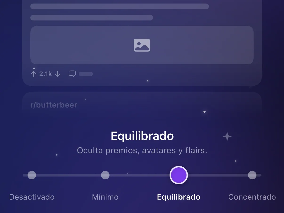 El control deslizante de preajustes de Protego en Equilibrado.