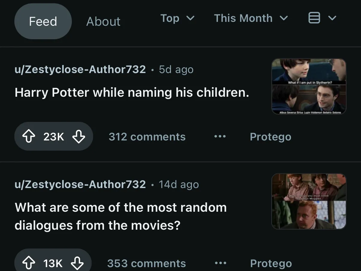 The same posts with Balanced applied, without their avatars and flair.