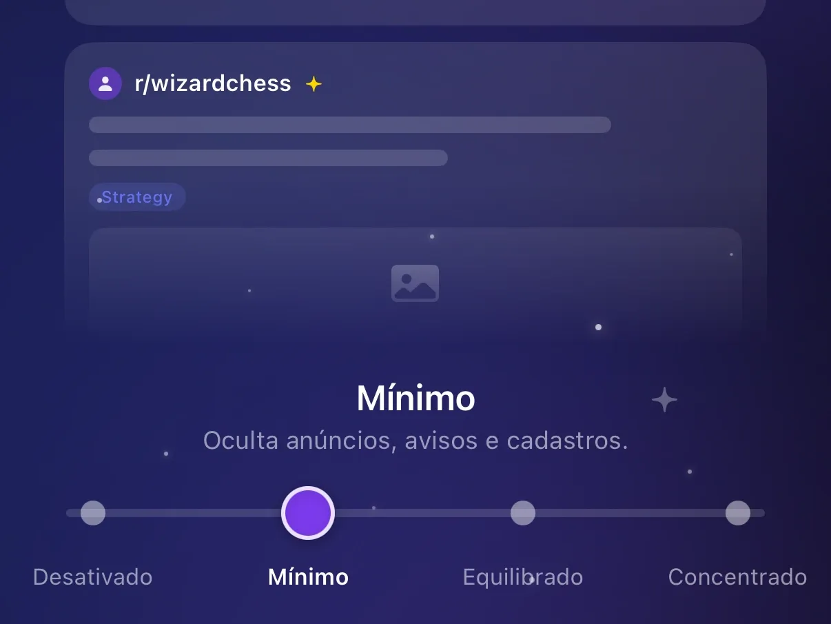 O controle deslizante de predefinições do Protego em Mínimo.