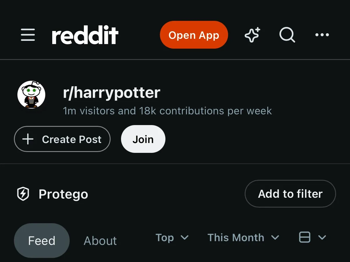 The same community page without the banner.