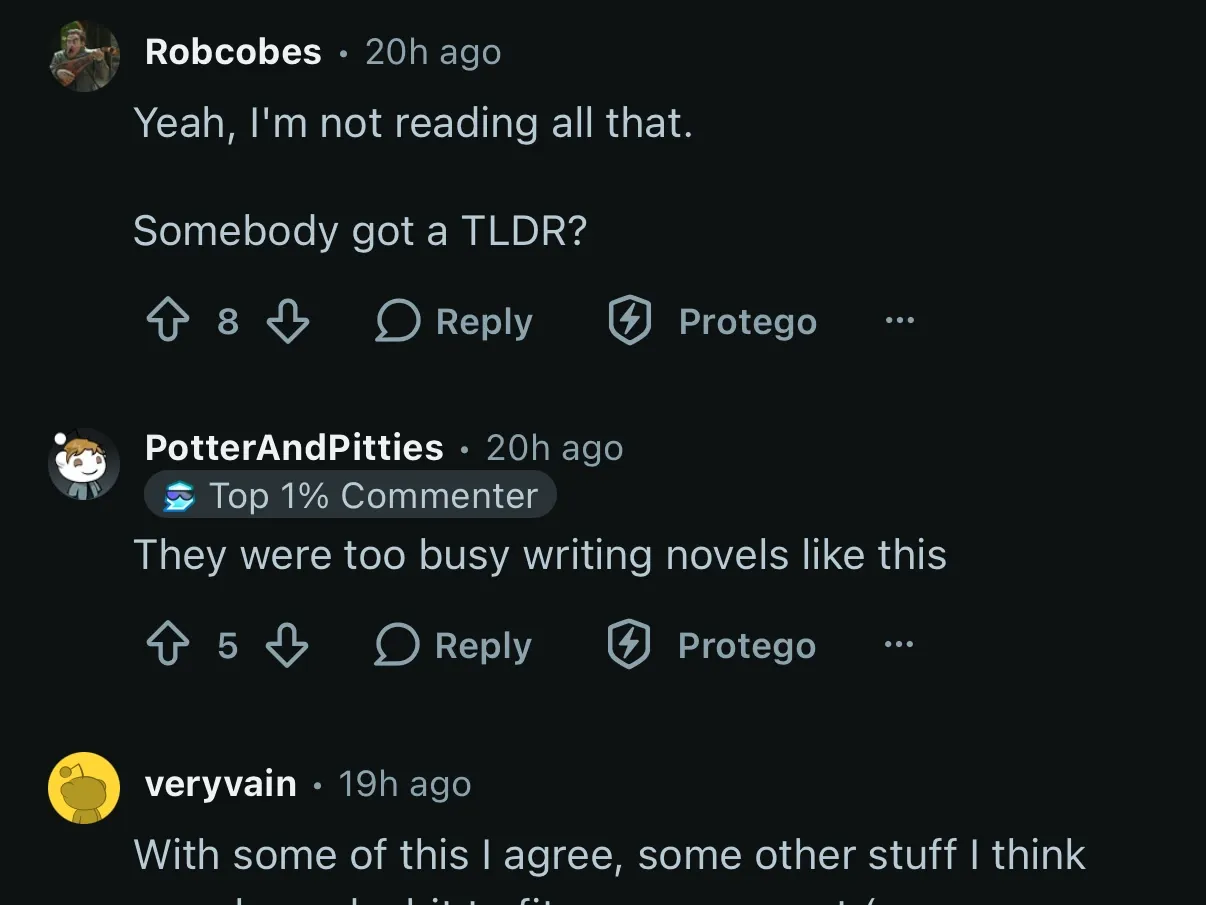 Reddit comments with each commenter’s avatar.